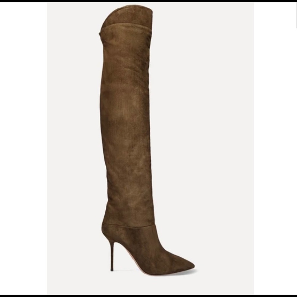 Aquazarra army green Lancaster 95 suede knee boots